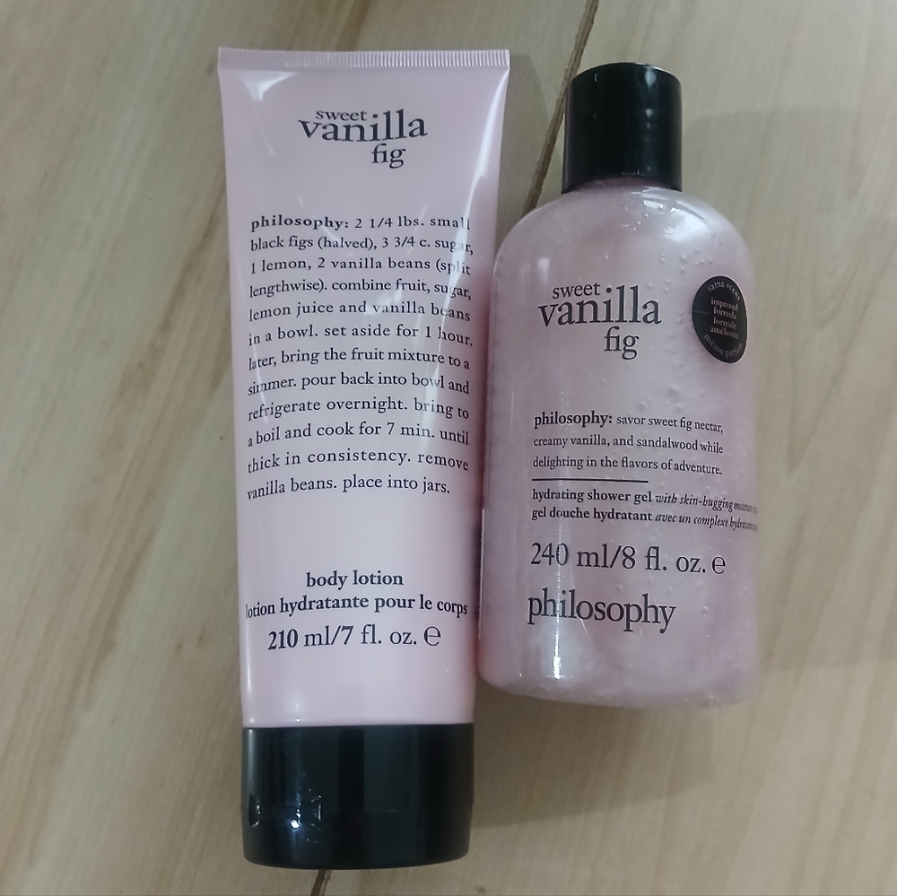 Philosophy Sweet Vanilla Fig Body Lotion and Shower Gel - Light Pink NWT